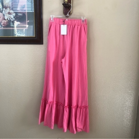 NWT Sugar Lips Ryder Ruffle Wide Leg Cotton Knit Pants Size XSmall - Picture 3 of 7